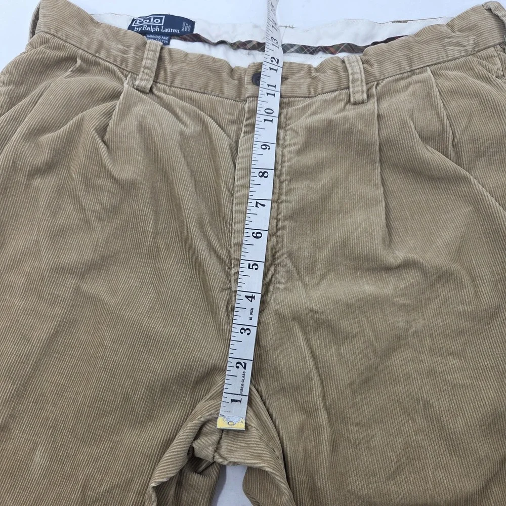 VINTAGE Polo Ralph Lauren Hammond Corduroy Pants Mens 35x30 Brown Double Pleated